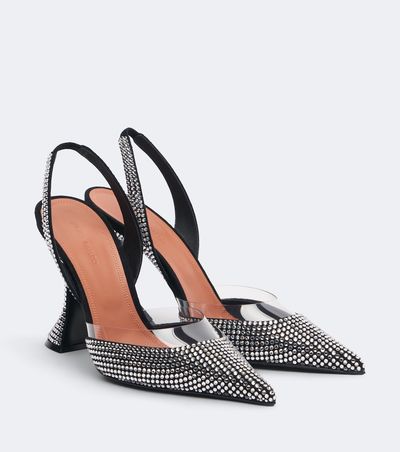 Amina Muaddi Amina Muaddi Lara embellished suede slingback pumps