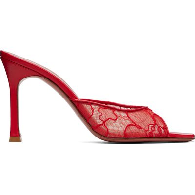 Amina Muaddi Amina Muaddi Red Alexa Lace 95 Heeled Sandals