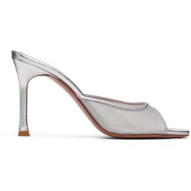 Amina Muaddi Amina Muaddi Silver Alexa Slipper 95 Heeled Sandals