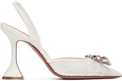 Amina Muaddi Amina Muaddi White Rosie Lace Sling 95 Heels