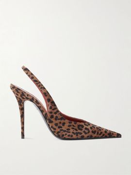 AMINA MUADDI Anok 105 leopard-print suede slingback pumps