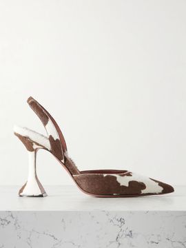 AMINA MUADDI Holli 95 cow-print calf hair slingback pumps