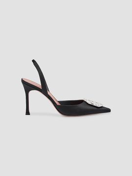 Amina Muaddi Women's Camelia 90MM Embellished Satin Slingback Pumps