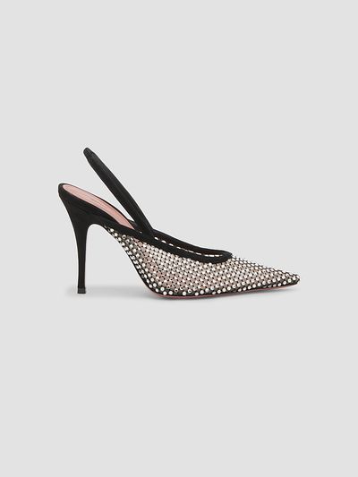 Amina Muaddi Women's Felicia 100MM Crystal-Embellished Net & Suede Slingback Pumps
