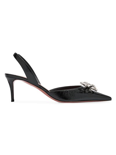 Amina Muaddi Women's Rosie Crystal 60MM Bow Leather Slingback Pumps
