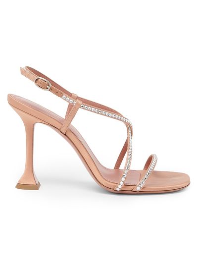 Amina Muaddi Women's Sally 95MM Crystal-Embellished Silk Sandals