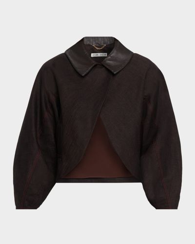 Amir Taghi Campbell Linen Balloon-Sleeve Cutaway Barn Jacket