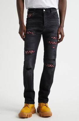 AMIRI AMIRI Bandana Repaired Slim Fit Jeans