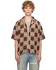 AMIRI AMIRI Beige & Brown MA Quad Checker Oversized Camp Shirt - 1