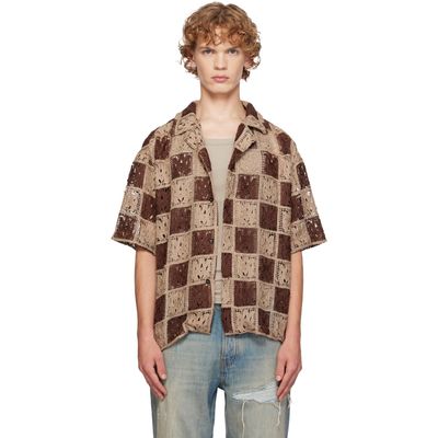 AMIRI AMIRI Beige & Brown MA Quad Checker Oversized Camp Shirt