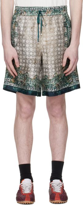 AMIRI AMIRI Beige & Green Bandana Shorts