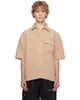 AMIRI AMIRI Beige Script Linen Shirt - 1