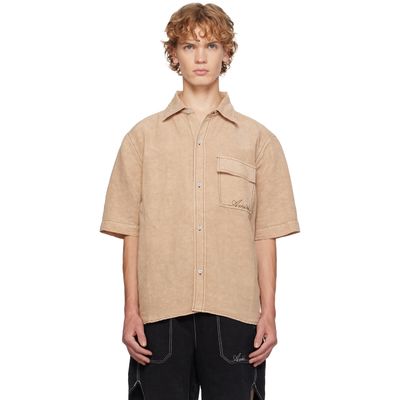 AMIRI AMIRI Beige Script Linen Shirt