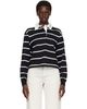 AMIRI AMIRI Black & White Striped Long Sleeve Polo - 1