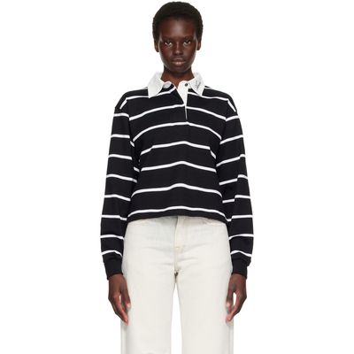 AMIRI AMIRI Black & White Striped Long Sleeve Polo