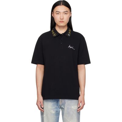 AMIRI AMIRI Black 'AMIRI' Floral Collar Polo