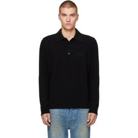 AMIRI AMIRI Black 'Amiri' Soft Rib Knit Polo