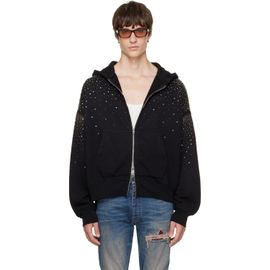 AMIRI AMIRI Black Crystals OS Zip Up Hoodie