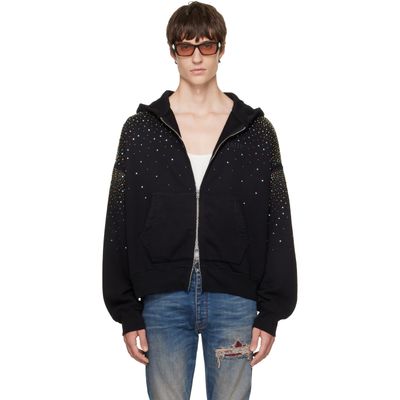 AMIRI AMIRI Black Crystals OS Zip Up Hoodie