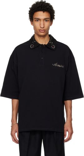 AMIRI AMIRI Black Stud Collar Oversized Polo