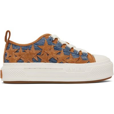AMIRI AMIRI Blue & Tan Denim Stars Court Low Sneakers
