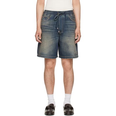 AMIRI AMIRI Blue 'Amiri' Drawstring Denim Shorts