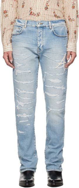 AMIRI AMIRI Blue 'AMIRI' Repaired Slim Jeans