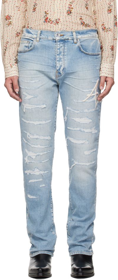 AMIRI AMIRI Blue 'AMIRI' Repaired Slim Jeans