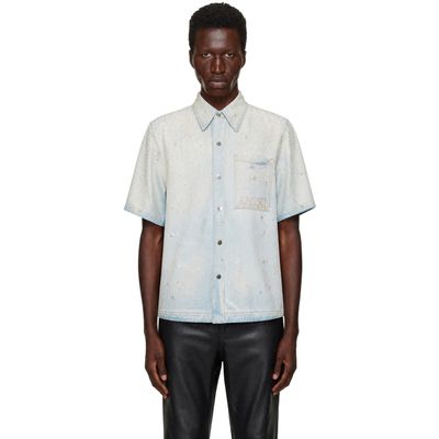 AMIRI AMIRI Blue Crystals Oversized Denim Shirt
