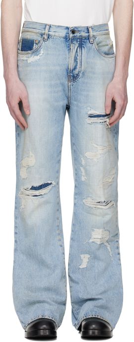 AMIRI AMIRI Blue Distressed Boot Cut Jeans
