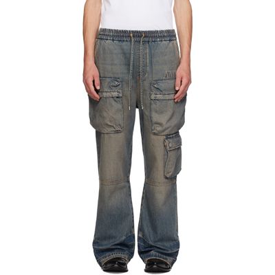 AMIRI AMIRI Blue Drawstring Baggy Denim Cargo Pants