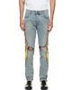 AMIRI AMIRI Blue Flames Emb Skinny Jeans - 1