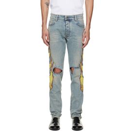 AMIRI AMIRI Blue Flames Emb Skinny Jeans
