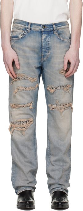 AMIRI AMIRI Blue Snake Stud Slim Jeans