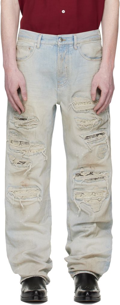 AMIRI AMIRI Blue Snake Thrasher Straight Jeans