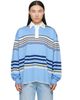 AMIRI AMIRI Blue Striped Oversized Long Sleeve Polo - 1