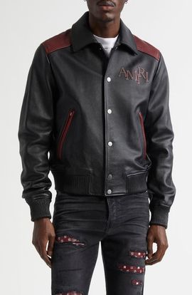 AMIRI AMIRI Colorblock Staggered Logo Leather Jacket