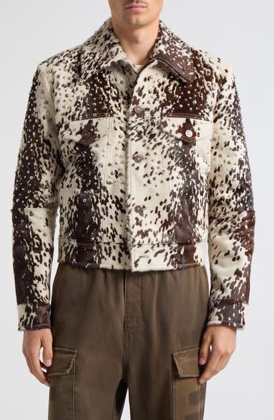 AMIRI AMIRI Embellished Genuine Calf Hair Trucker Jacket