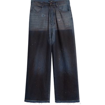 AMIRI AMIRI Faded Fray Hem Wide Leg Carpenter Jeans