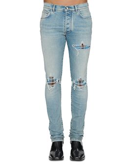 Amiri amiri Flannel Patch Regular Fit Jeans in Medium Indigo