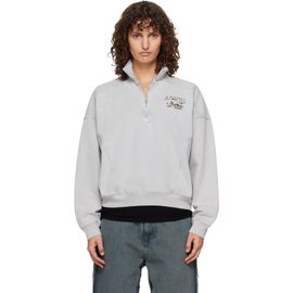 AMIRI AMIRI Gray 'Hopes & Dreams' Half Zip Crew Sweater