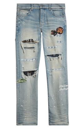 AMIRI AMIRI MA Quad Rip & Repair Skinny Jeans