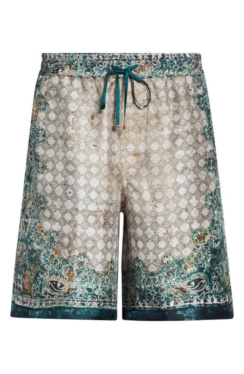 AMIRI AMIRI Monogram Bandana Print Silk Shorts