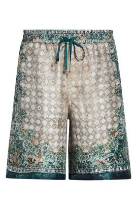 AMIRI AMIRI Monogram Bandana Print Silk Shorts