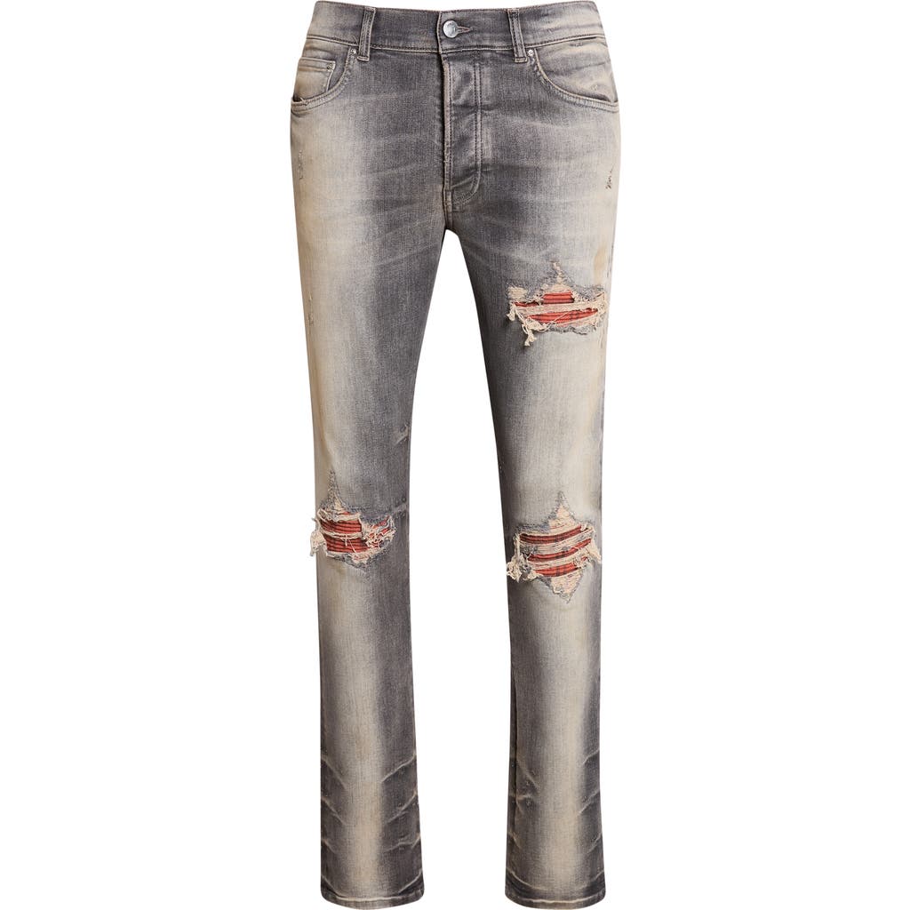 AMIRI AMIRI MX1 Flannel Patch Ripped Skinny Jeans