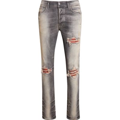 AMIRI AMIRI MX1 Flannel Patch Ripped Skinny Jeans