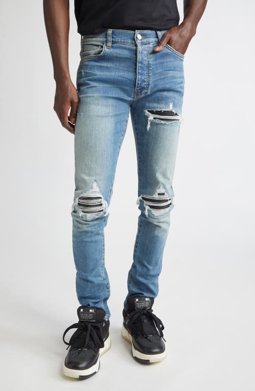 AMIRI AMIRI MX1 Leather Patch Ripped Skinny Jeans