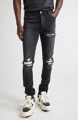 AMIRI AMIRI MX1 Ultrasuede Patched Skinny Jeans