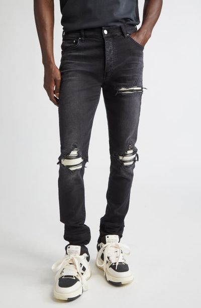 AMIRI AMIRI MX1 Ultrasuede Patched Skinny Jeans