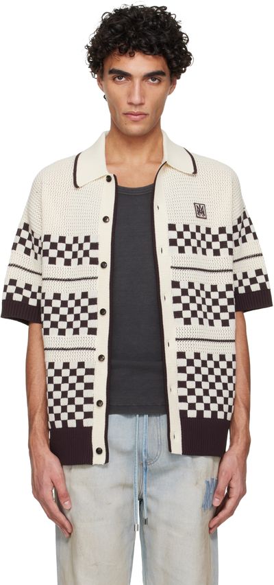 AMIRI AMIRI Off-White & Brown Checkered Mesh Shirt
